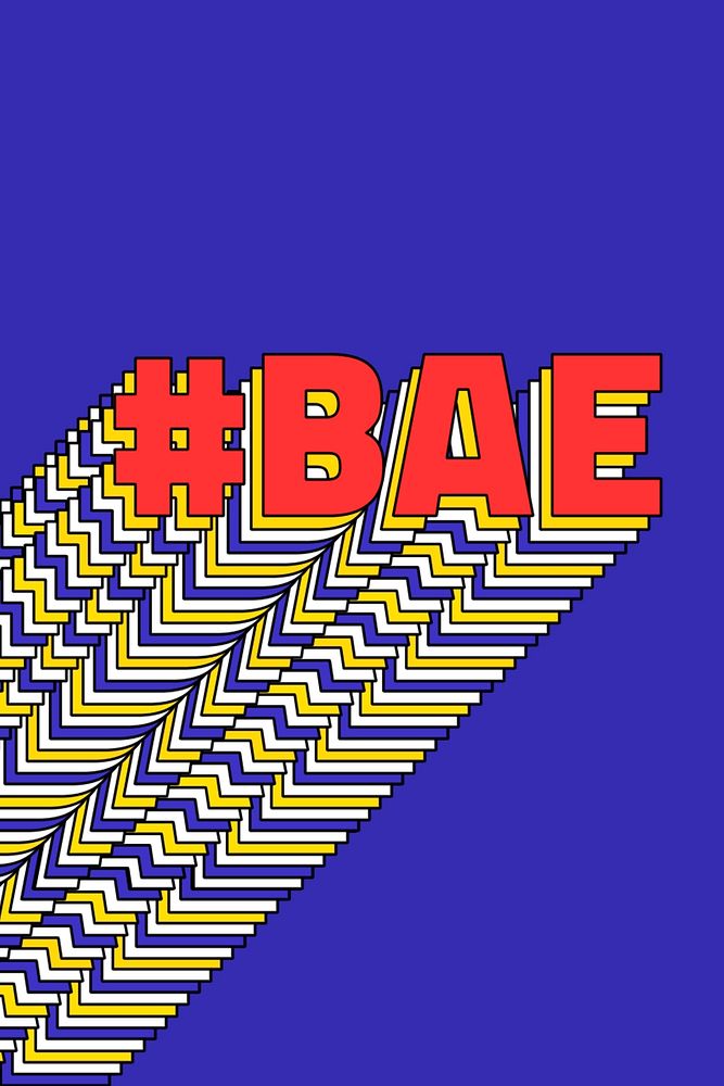 #BAE layered retro typography on blue