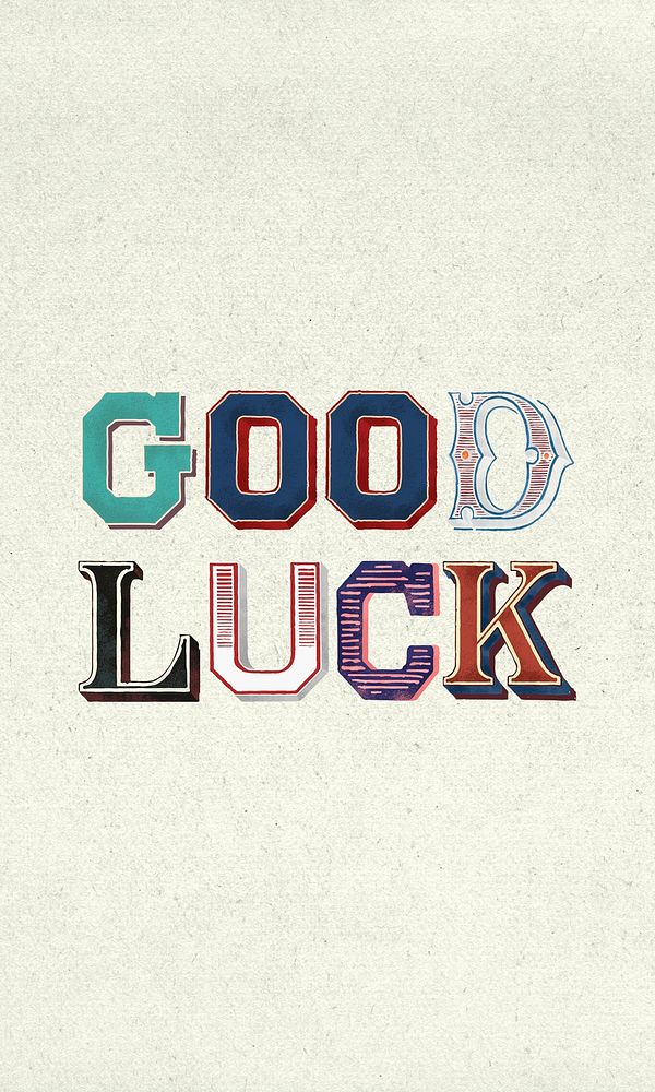 3D vintage good luck typography