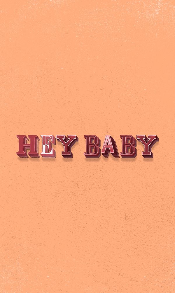 Hey baby clipart vintage typography