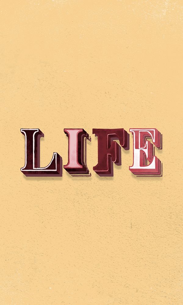 Life word design vintage text
