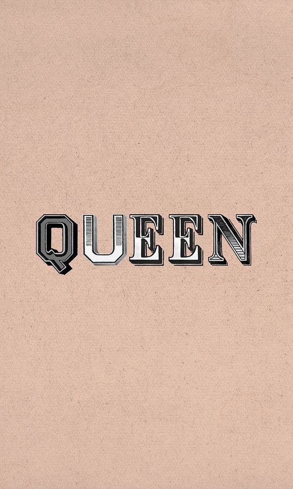Queen word vintage 3d typography