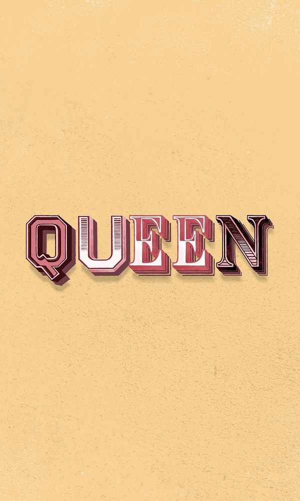 Queen word clipart vintage typography