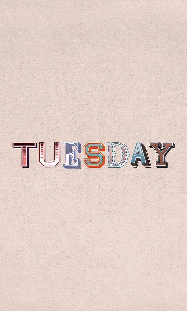 Tuesday text retro 3d graphic