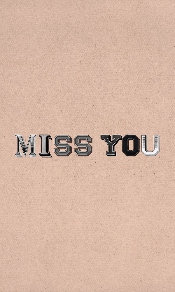 Miss you word clipart typography