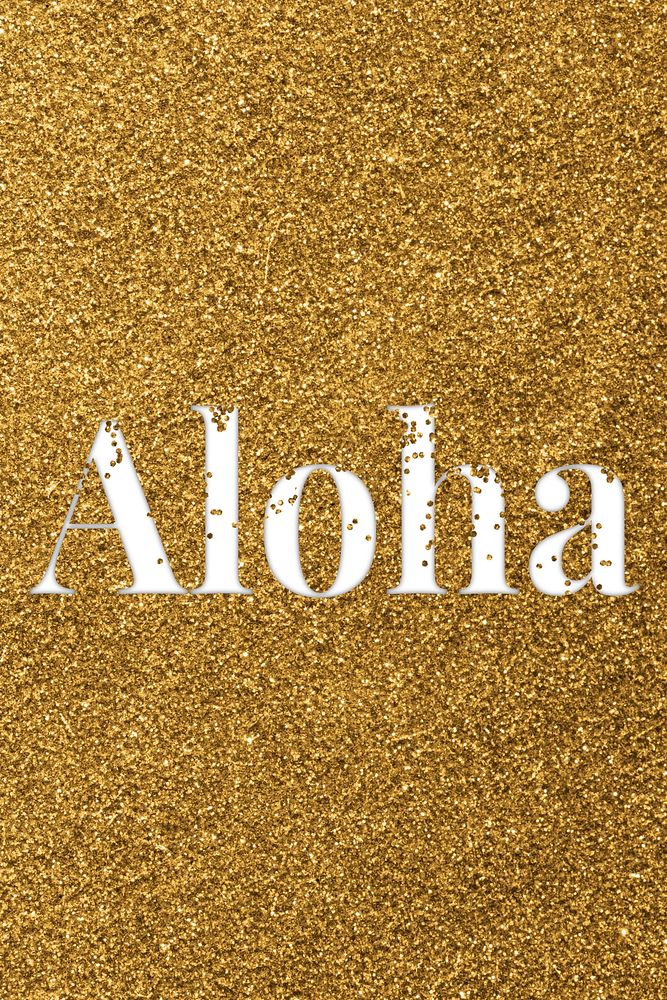 Greeting aloha glittery typography word