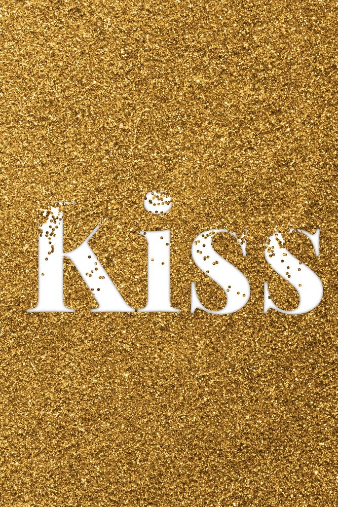 Kiss glittery typography word text