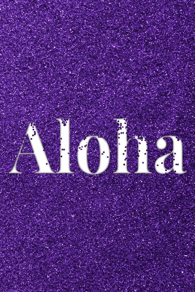 Glittery aloha greeting typography word