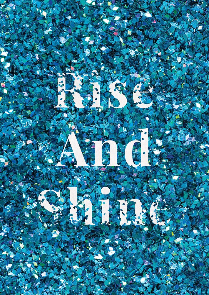 Psd rise and shine text glitter typography 