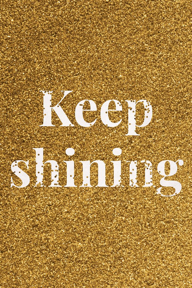 Psd gold keep shining word typography  
