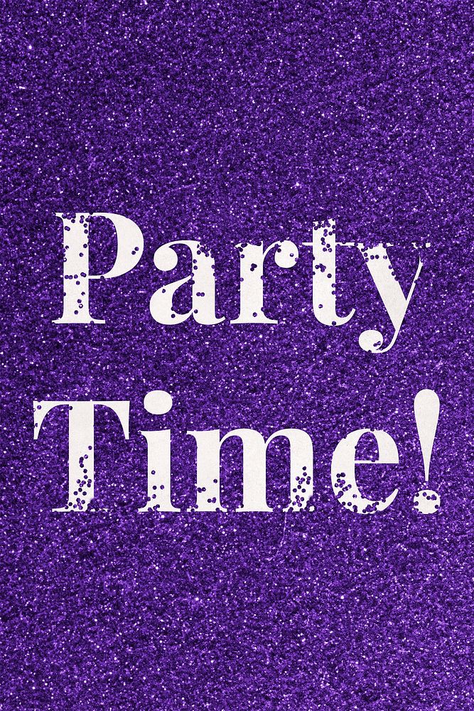 Party time glitter psd word text typography