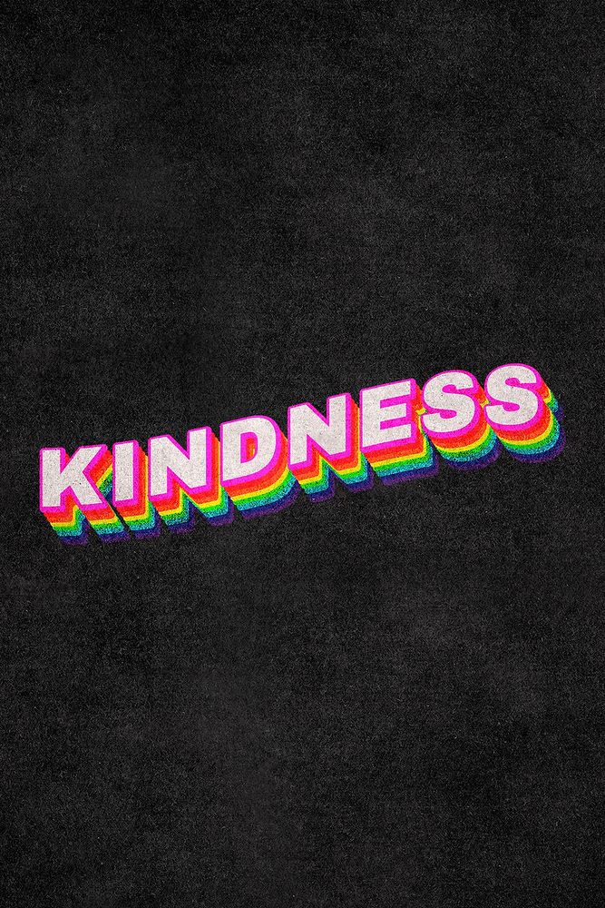 KINDNESS rainbow word typography on black background