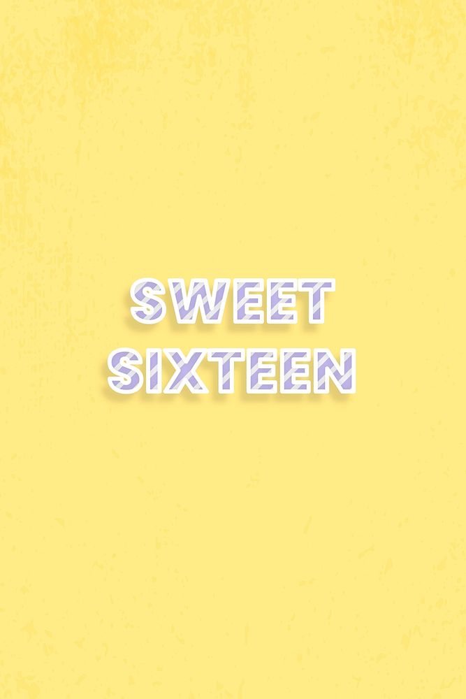Candy cane sweet sixteen lettering diagonal stripe pattern typography