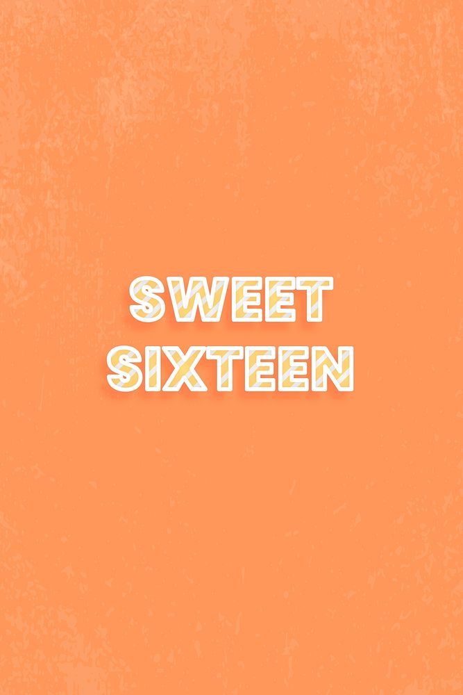 Candy cane sweet sixteen text diagonal stripe pattern typography