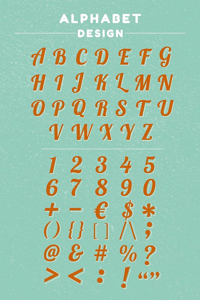 Alphabets, punctuations, symbols, retro lettering printable in vintage typography style