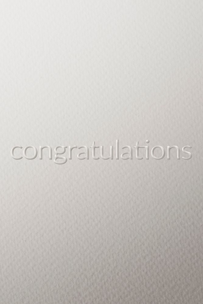 Congratulations embossed text white paper background