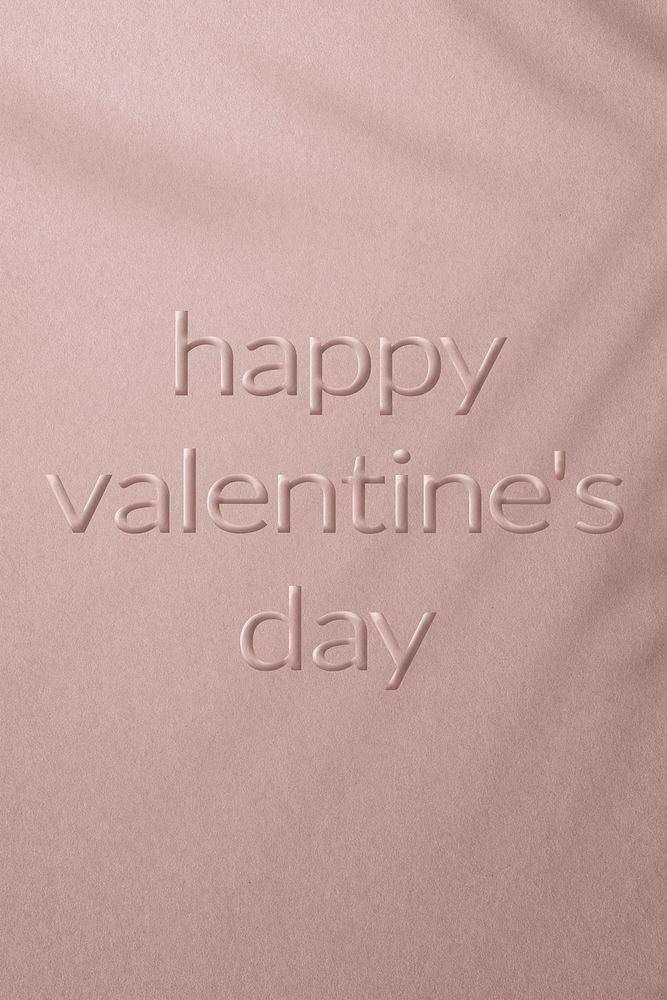 Word greeting happy valentine's day embossed typography design