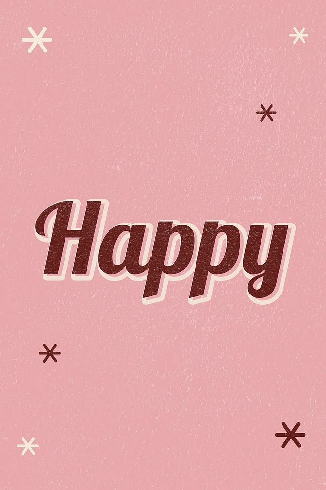 Happy retro word typography on pink background