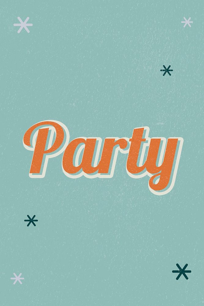 Party retro word typography on green background