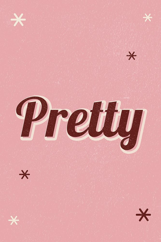 Pretty retro word typography on a pink background