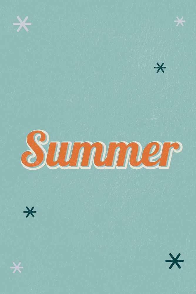 Summer retro word typography on a green background