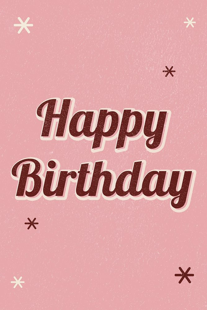 Happy birthday retro word typography on pink background