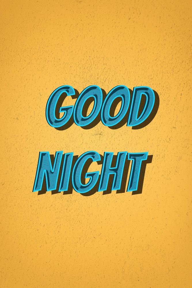 Good night comic retro style typography illustration