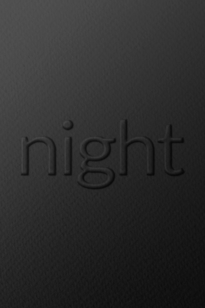 Word night embossed typography on paper texture