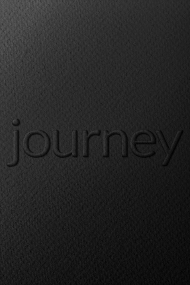 Journey word embossed typography on paper texture