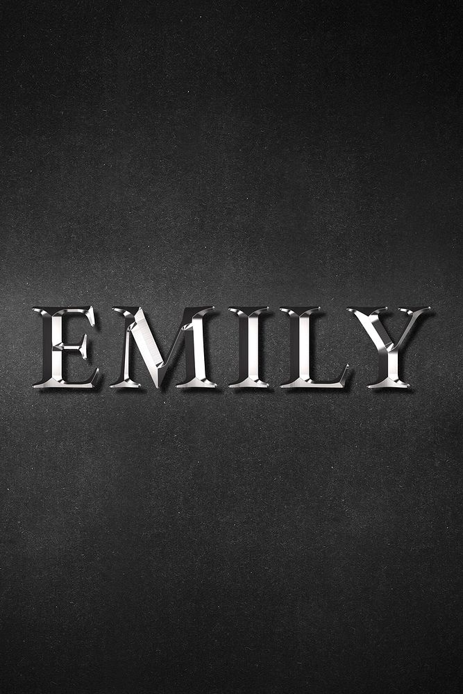 Emily typography in silver metallic effect design element 