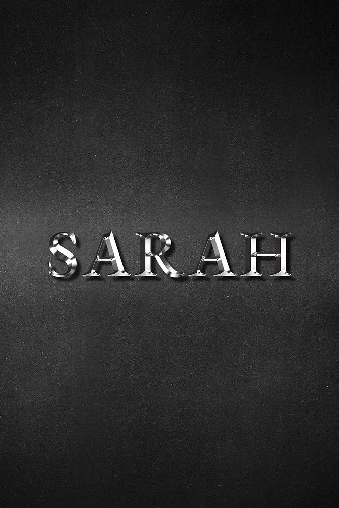 Sarah typography in silver metallic effect design element