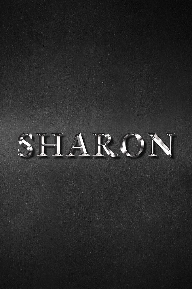 Sharon typography in silver metallic effect design element