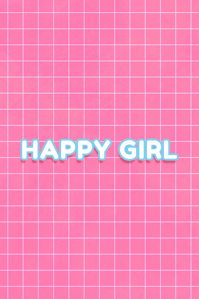 Miami 80&rsquo;s font happy girl typography on grid background