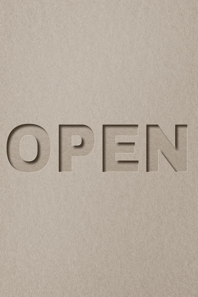 Open paper cut lettering word art typography