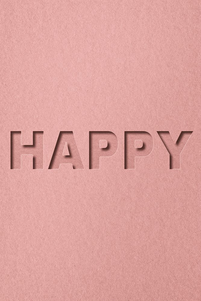 Happy word paper cut font typography