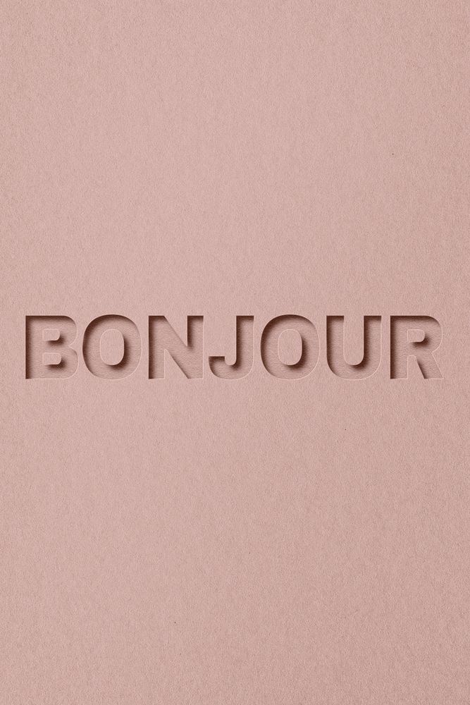 Bonjour word paper cut lettering