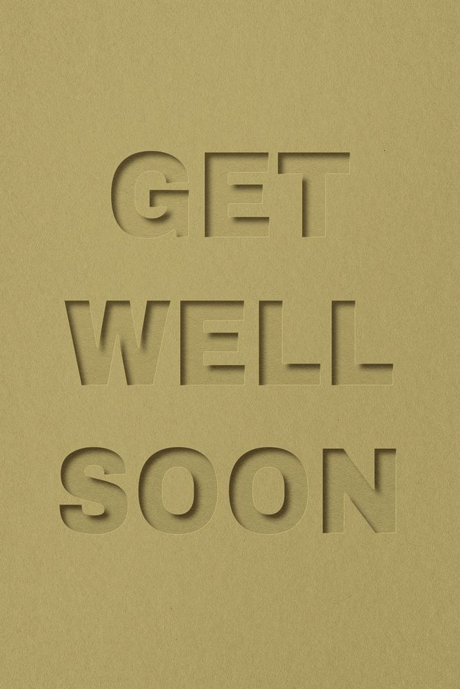 Get well soon word paper cut font shadow typography