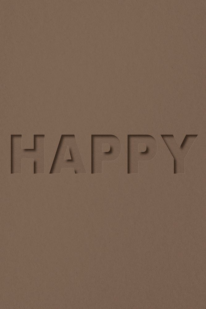 Happy word paper cut font shadow typography