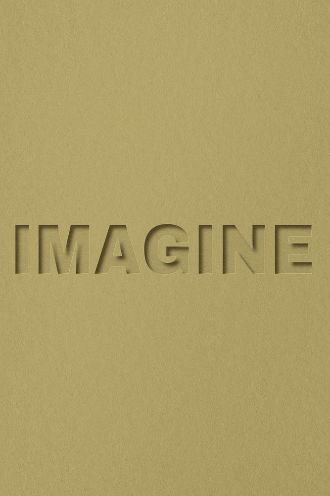 Imagine word bold font typography paper texture