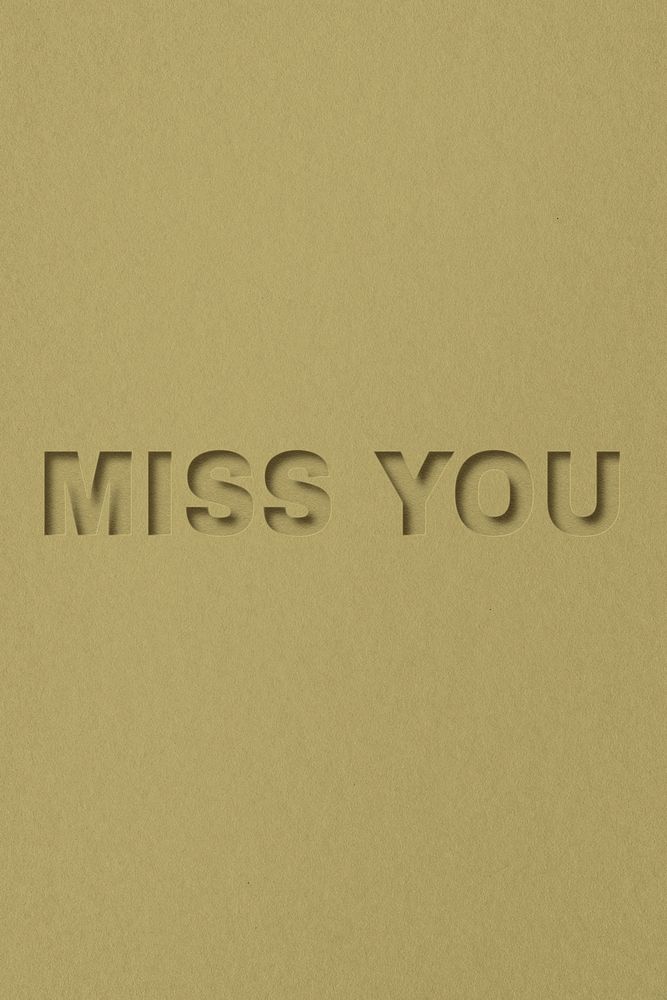 Miss you word bold paper cut font typography