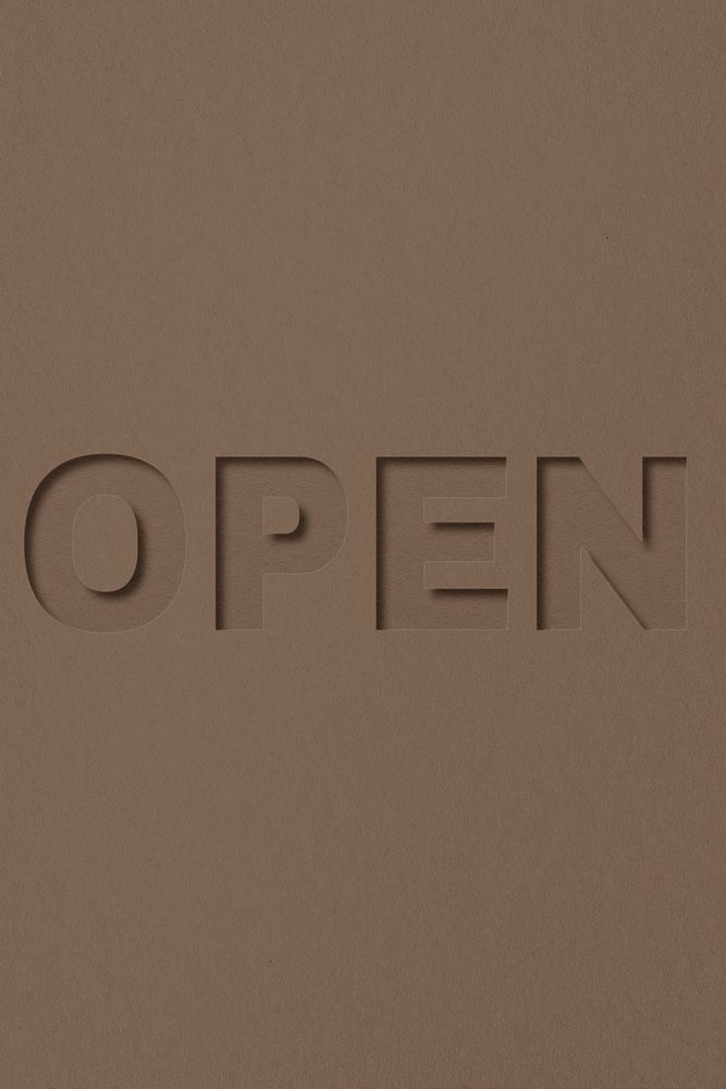 Open word bold font typography paper texture