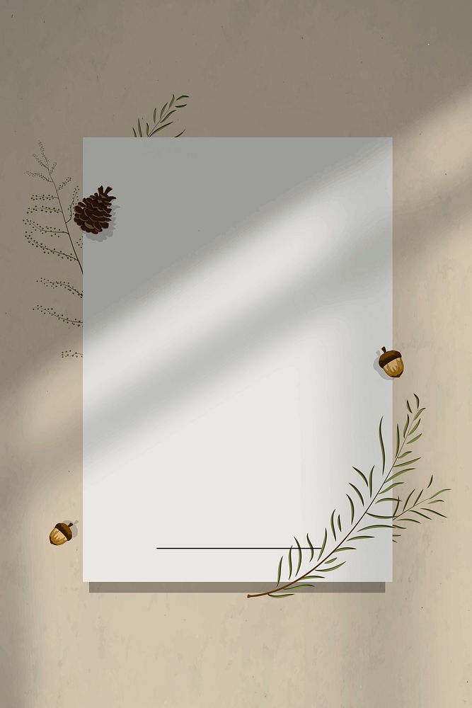 Cream wall shadow blank paper background with autumn decor