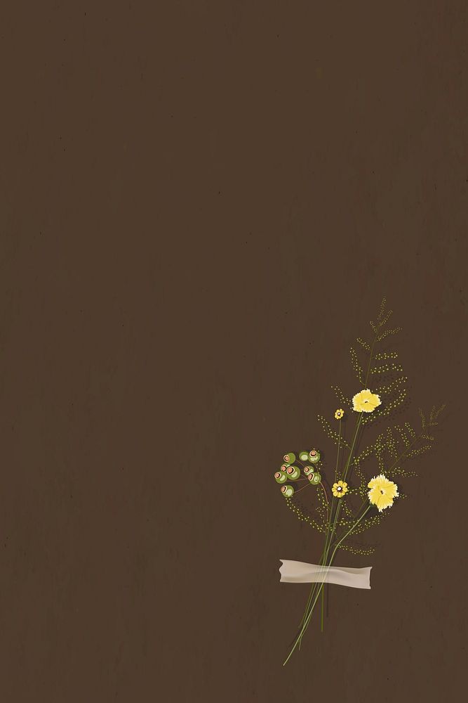 Dark brown wall shadow background with flower decoration