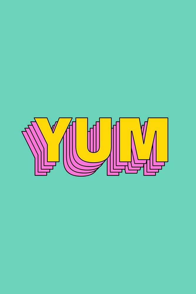 Yum text retro layered typography