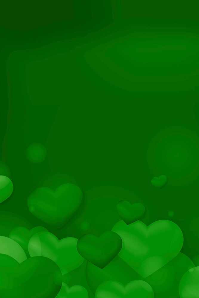 Abstract dark green hearts background copy space