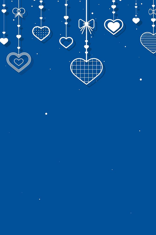 Dangling hearts blue background copy space