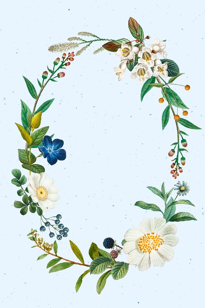 Floral summer wreath psd vintage drawing