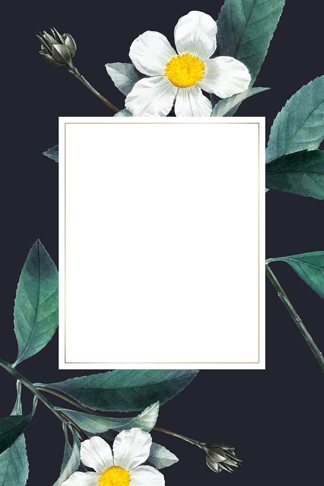 Blank frame vector on summer botanical pattern
