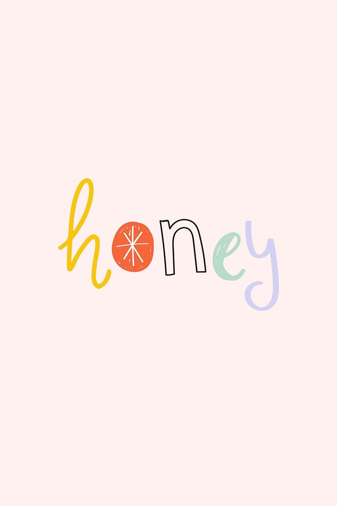 Honey text doodle font colorful hand drawn