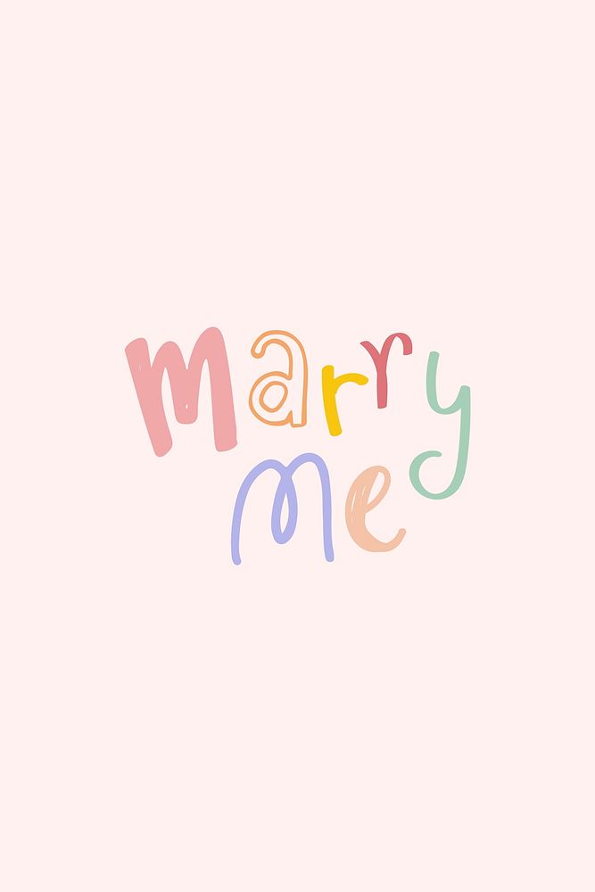 Doodle font marry me typography hand drawn