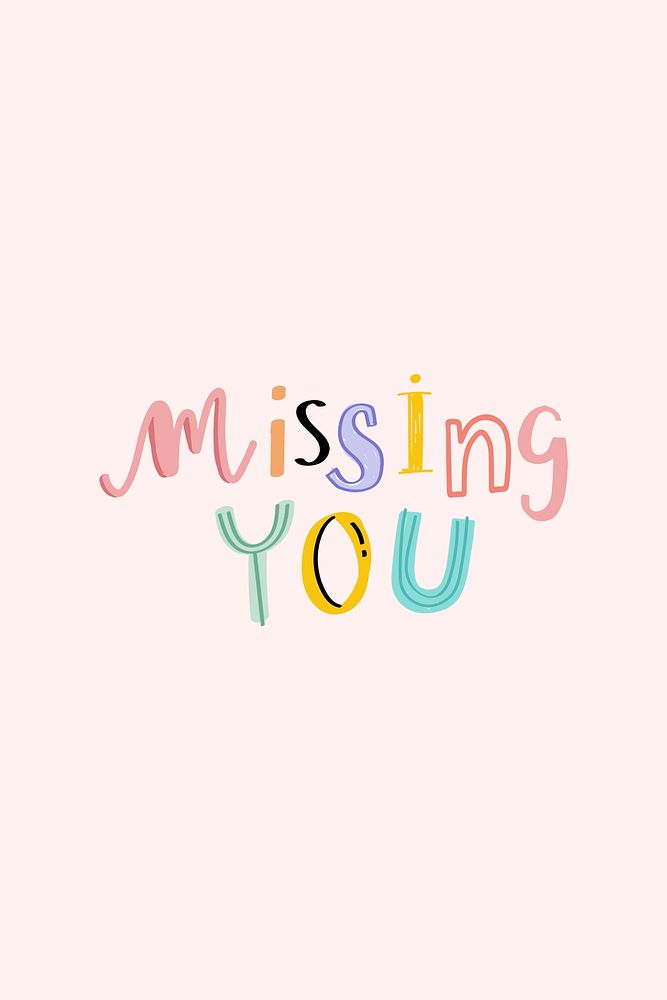 Doodle word Missing you typography hand drawn